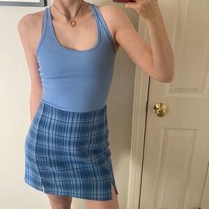 Blue Plaid Spring/Autumn Style Set of 3 - Tank, Skirt, Choker